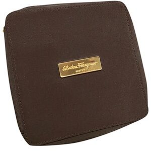 Salvatore Ferragamo Brown Pouch with Gold Details